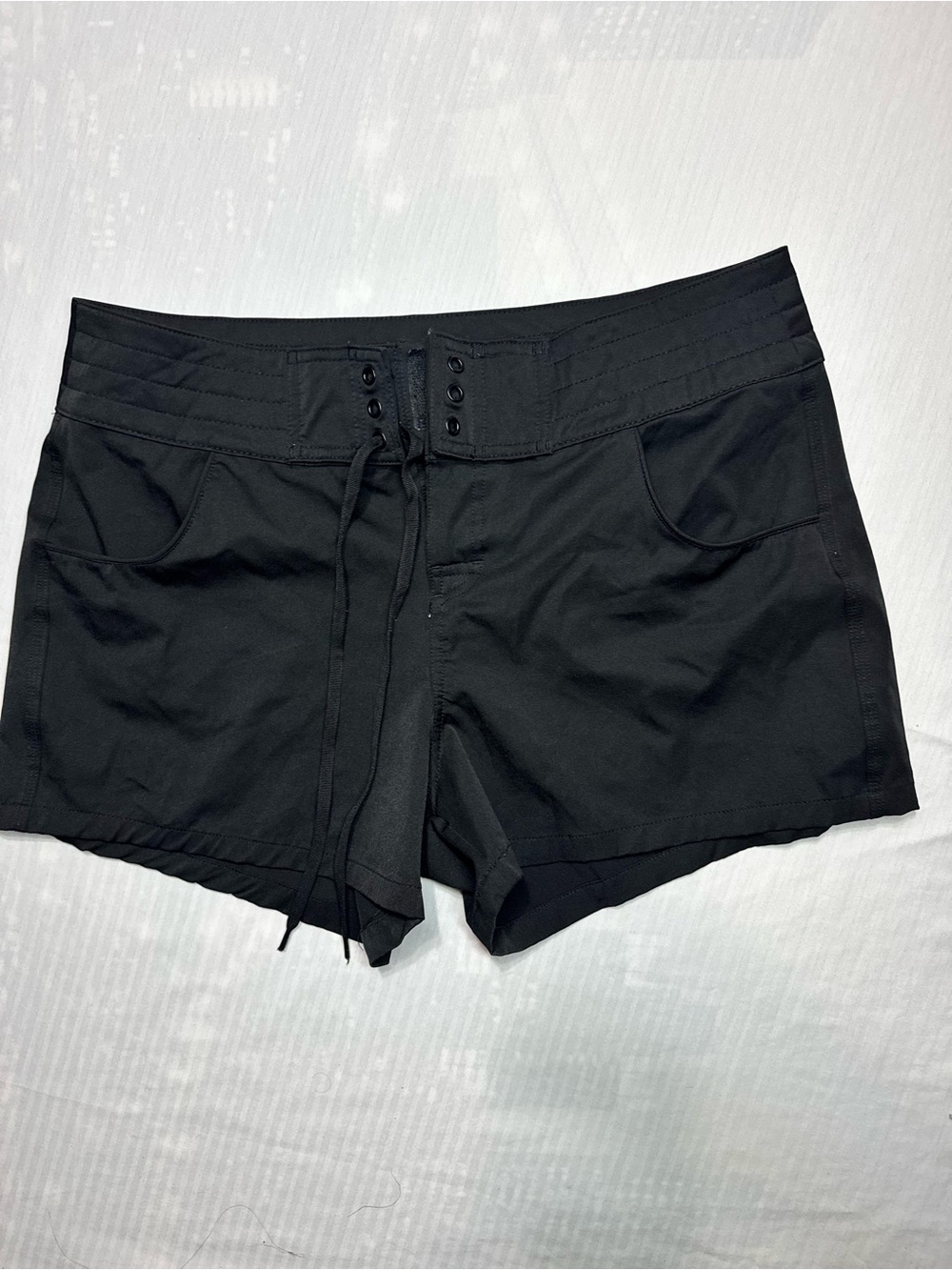 Island Escape Black Athletic Drawstring Shorts
